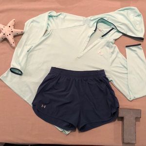 Under Armor large hoodie medium shorts teal & mint